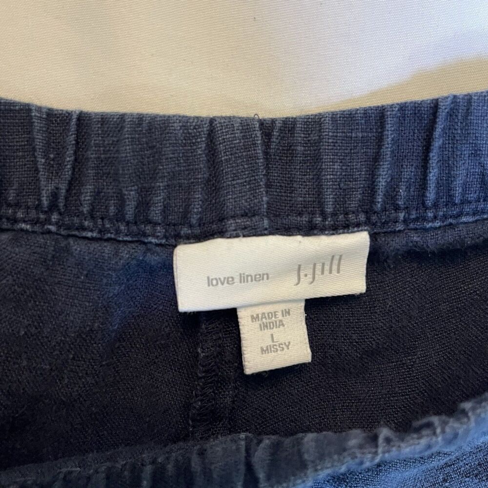 J.Jill Love Linen Navy Blue Wide Leg Elastic Waist Pants Women Large L Missy - Picture 3 of 12